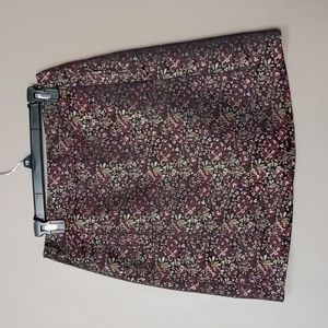Loft Flowered Lined Midi Skirt w Front Pockets Size 6